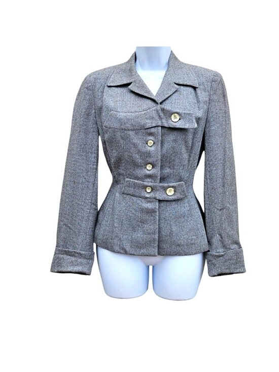 Reveler Original Jackets & Blazers - Vintage 30s 40s Gray Wool Hourglass Jacket Union Label Medium Vintage 26" Waist